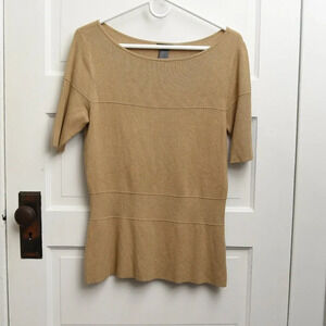 Ann Taylor Khaki Sweater tee crew neck size M